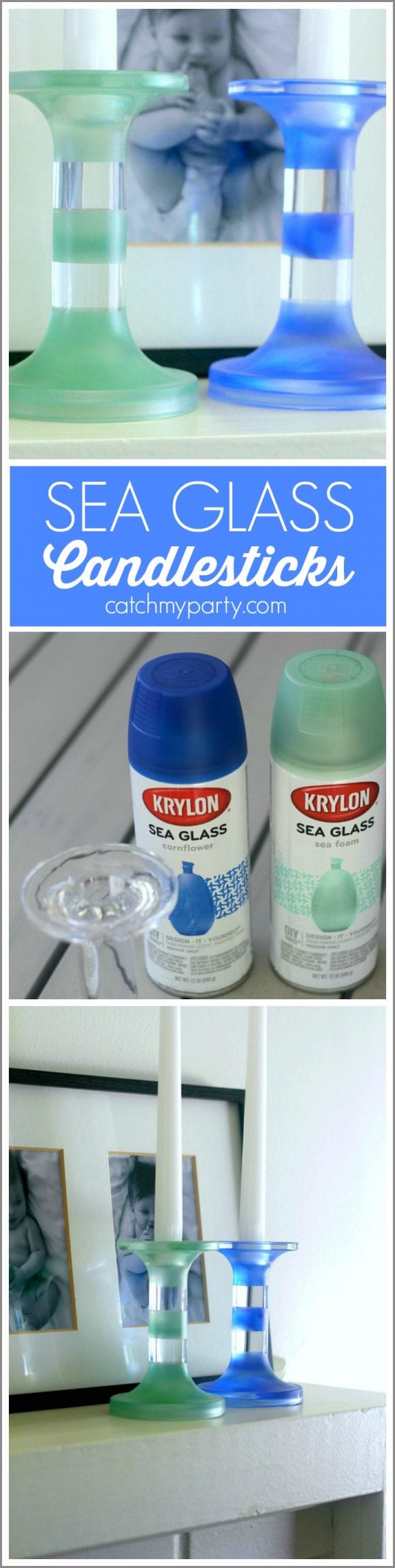 Mod Sea Glass Candlesticks | CatchMyParty.com