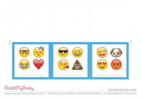 Free Emoji Party Printable Tented Cards | CatchMyParty.com