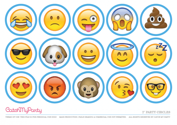 Free Emoji Party Printable Cupcake Toppers | CatchMyParty.com
