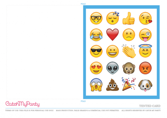 Free Emoji Party Printable Tented Card | CatchMyParty.com
