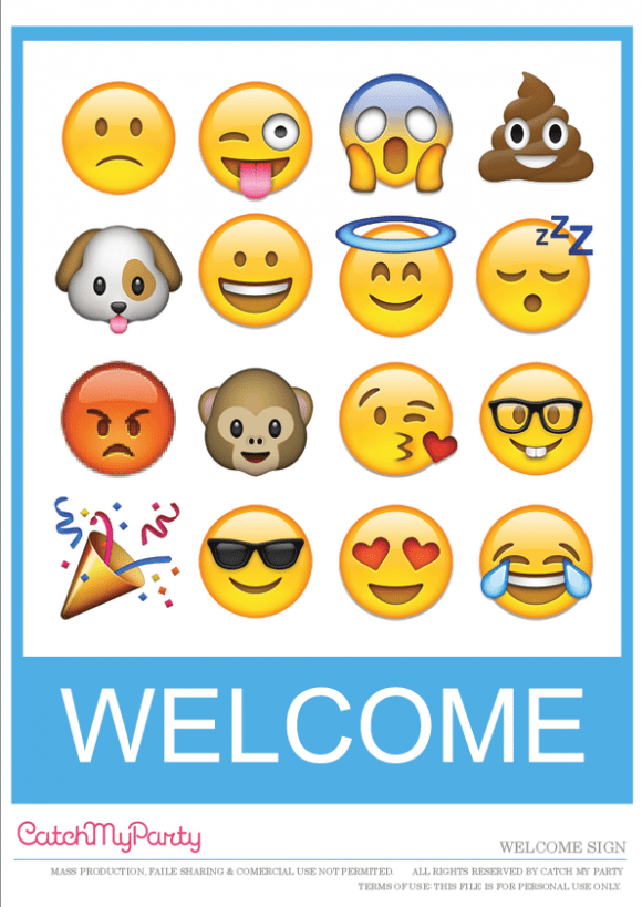 Free Emoji Party Printable Welcome Sign | CatchMyParty.com