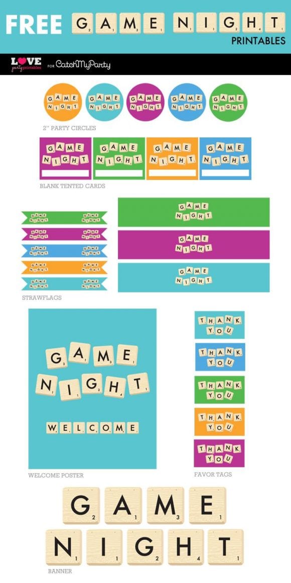 Free Game Night Party Printables | CatchMyParty.com