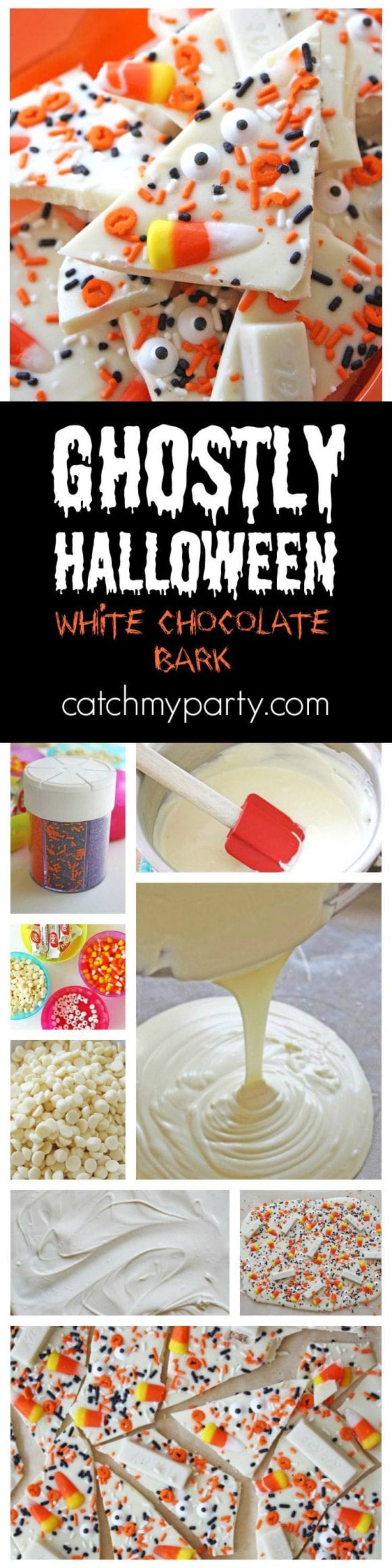 Ghostly Halloween White Chocolate Bark | CatchMyParty.com