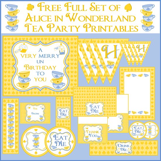 Free Alice in Wonderland Party Printables | CatchMyParty.com