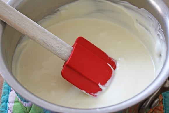 Melted White Chocolate Chips | CatchMyParty.com