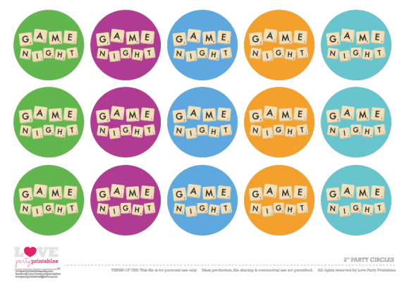 Free Game Night Party Printables - 2" party circles