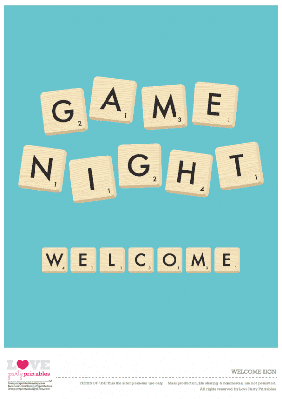 Free Game Night Welcome Sign Printable