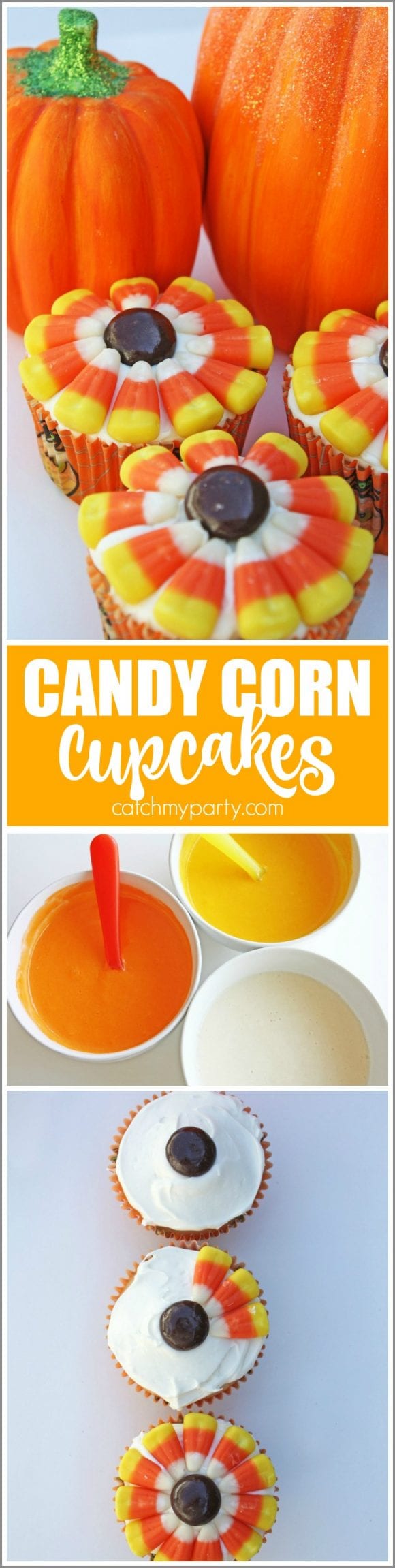 Fall Candy Corn Cupcakes | CatchMyParty.com