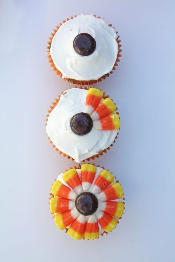 Decorating Candy Corn Cupcakes | CatchMyParty.com