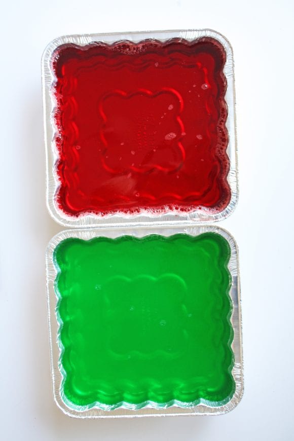 Chilled Green and Red Jello Overnight | CatchMyParty.com