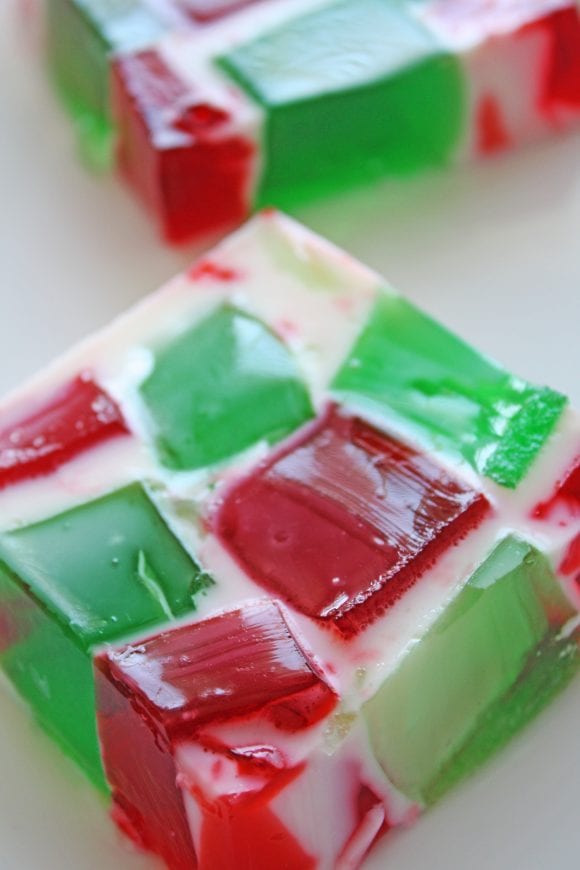 Sliced Christmas Jello | CatchMyParty.com