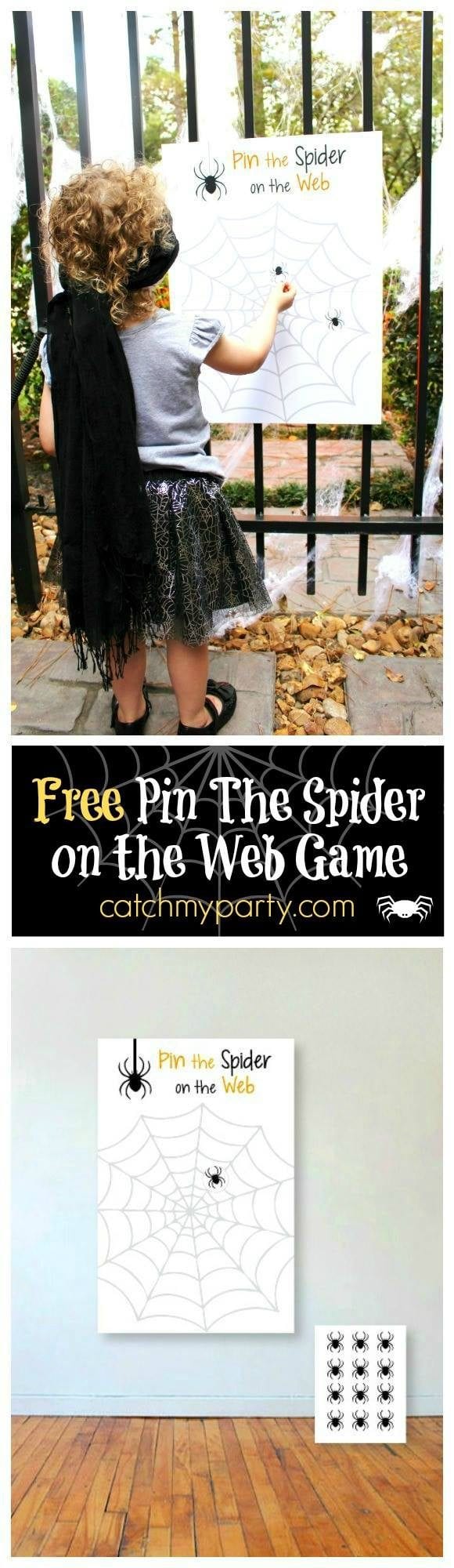 Halloween Pin the Spider on the Web Game