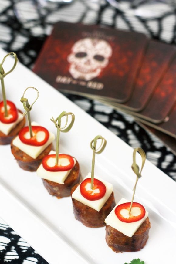 Chorizo appetizer at a Dead of the Dead cocktail party | CatchMyParty.com