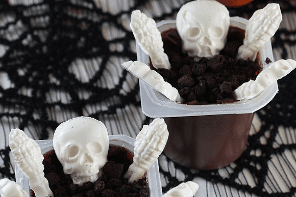 Skeleton Pudding Cups | CatchMyParty.com