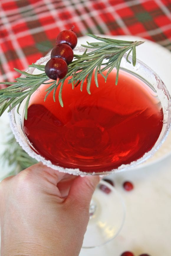 Cranberry Orange Martini with Rosemary Sugar Rims | CatchMyParty.com