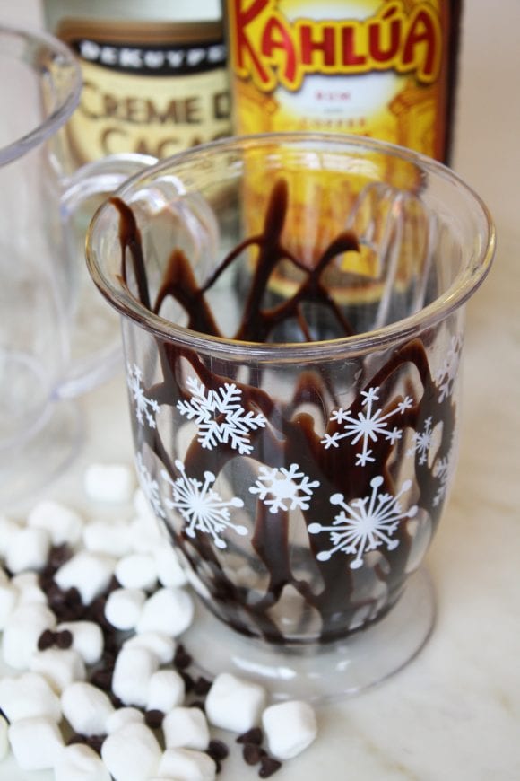 Chocolate syrup drizzled in the mug | CatchMyParty.com