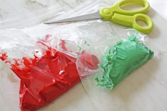 Melted Green and Red Candy Melts | CatchMyParty.com