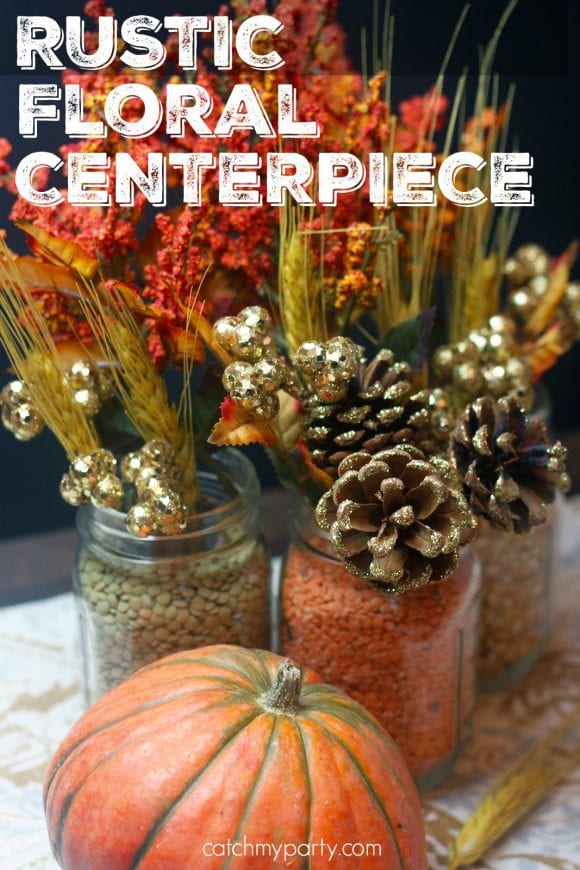 Rustic Floral Centerpiece for fall | CatchMyParty.com