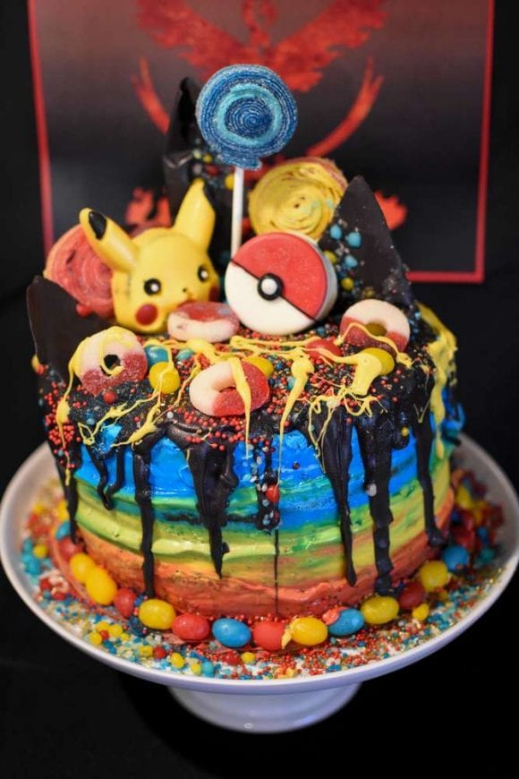 Candy covered Pokemon birthday cake