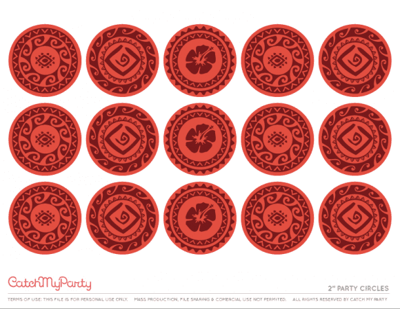 Free Moana Printables - 2" party Circles | CatchMyParty.com
