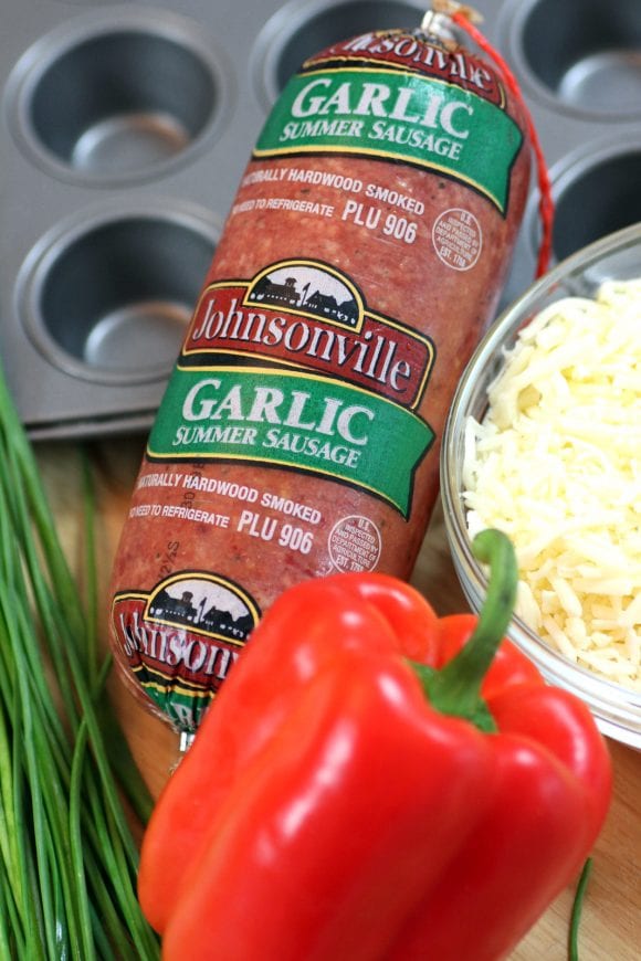 Ingredients for Garlic Sausage Pesto Appetizer Bites | CatchMyParty.com