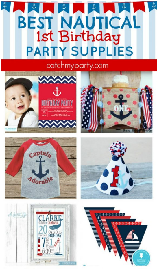 Best Nautical 1st Birthday Party Supplies | CatchMyParty.com