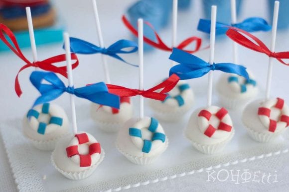 Nautical Cake Pops | CatchMyParty.com