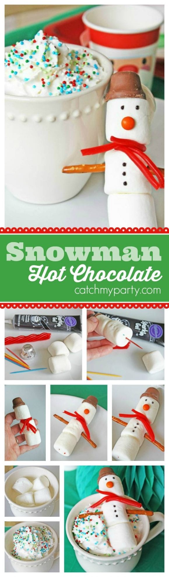 Marshmallow Snowman Hot Chocolate | CatchMyParty.com