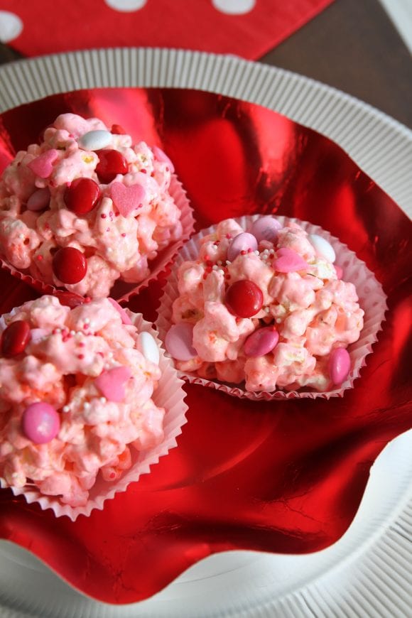 Pink Valentine's Day Marshmallow Popcorn Balls