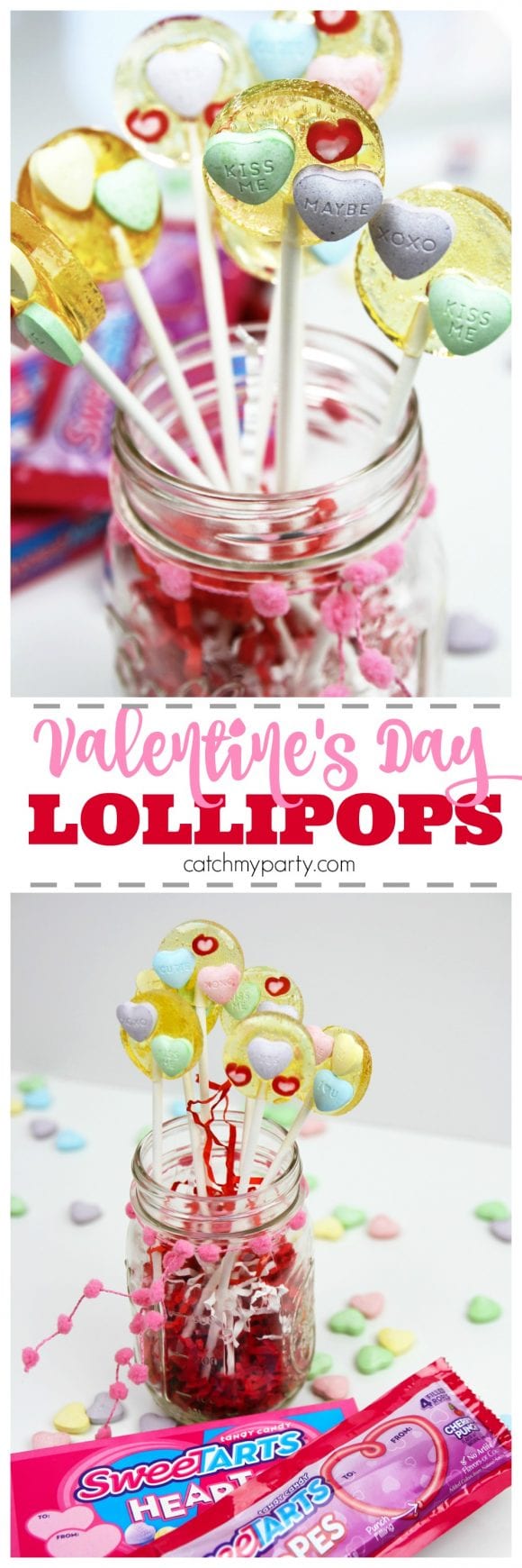 Valentine's Day SweeTARTS Lollipop Recipe | CatchMyParty.com