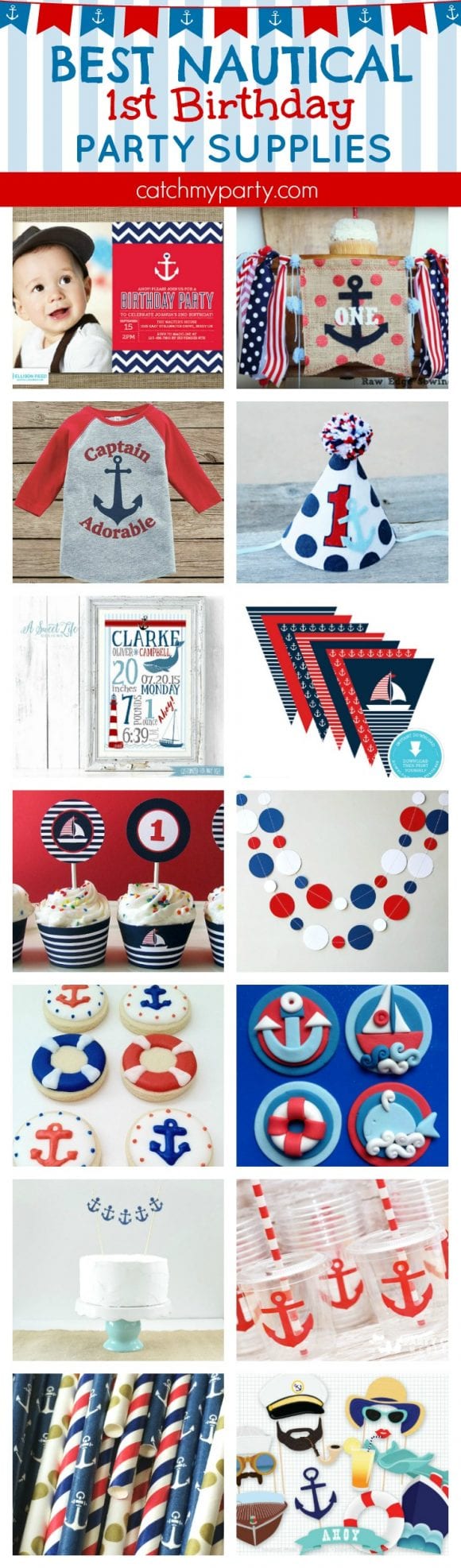 Best nautical 1st birthday party supplies | CatchMyparty.com