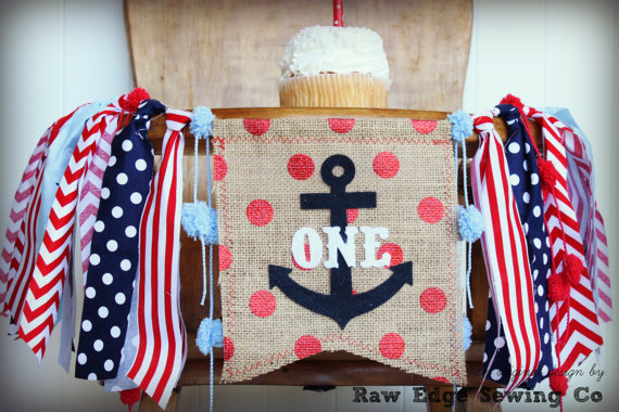 Nautical highchair banner | CatchMyParty.com