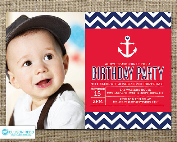 Nautical 1st Birthday Party Invitation | CatchMyParty.com
