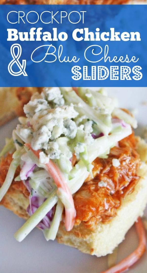 Crockpot Buffalo Chicken and Blue Cheese Sliders | CatchMyParty.com