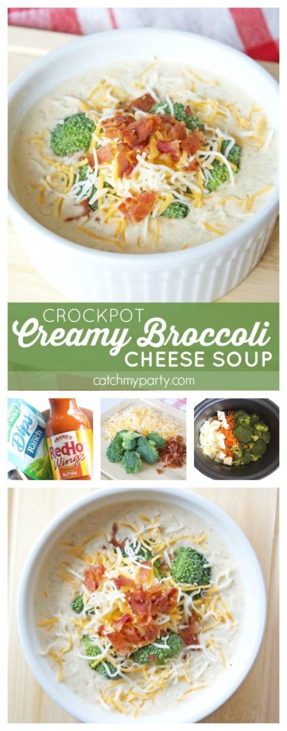 Crockpot Creamy Broccoli Cheese Soup | CatchMyParty.com