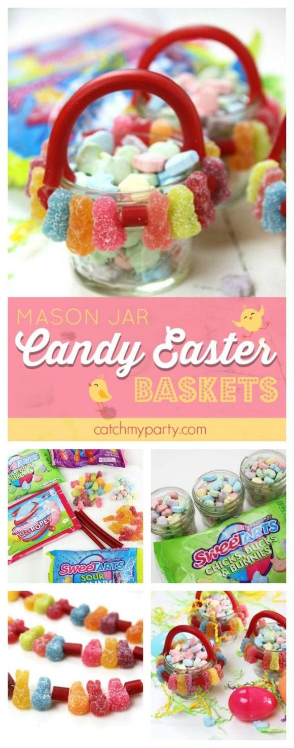 Mason Jar Easter Candy Baskets | CatchMyParty.com