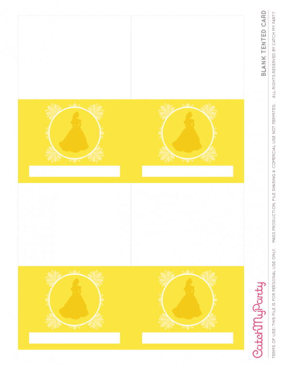 Free Beauty and the Beast Printables - Blank Tented Cards | CatchMyParty.com