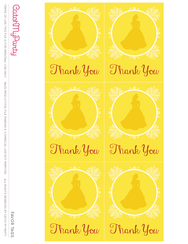 Free Beauty and the Beast Printables For Birthday Parties - The Catch My Party Blog