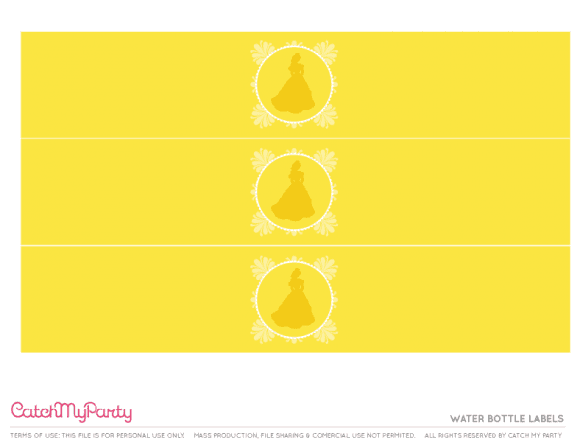 Free Beauty and the Beast Printables Water Bottle Labels | CatchMyParty.com