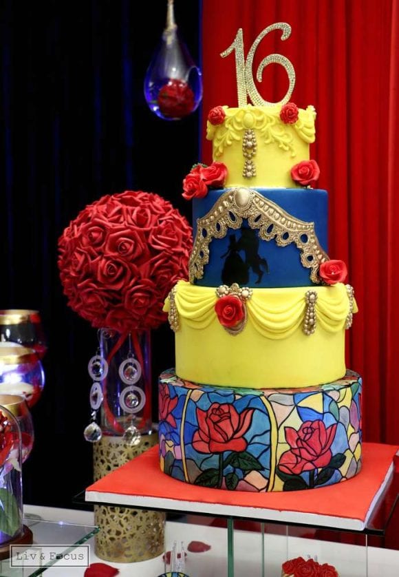  Beauty and the Beast Birthday Cake | CatchMyParty.com