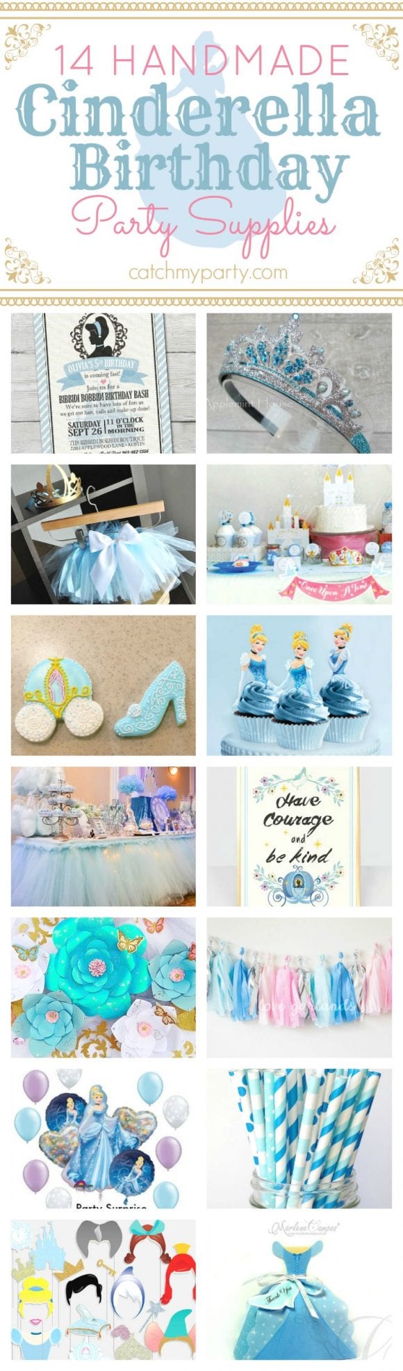 14 Handmade Cinderella birthday party supplies | CatchMyparty.com