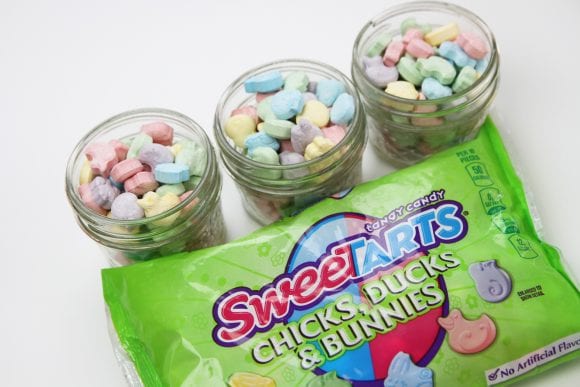 SweetTARTS Mason Jar Candy Easter Baskets DIY | CatchMyParty.com