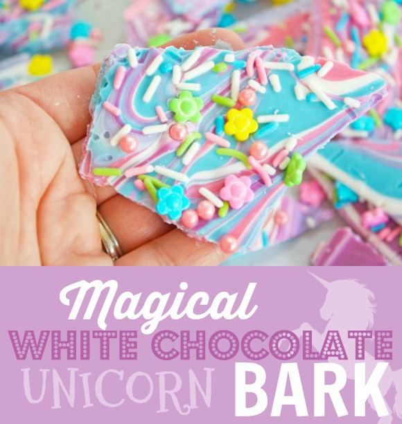 Magical White Chocolate Unicorn Bark | CatchMyParty.com