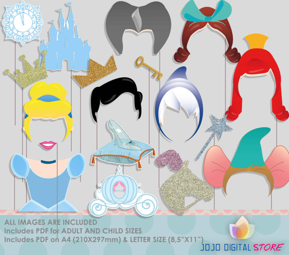 Cinderella Photo Booth Props | CatchMyParty.com