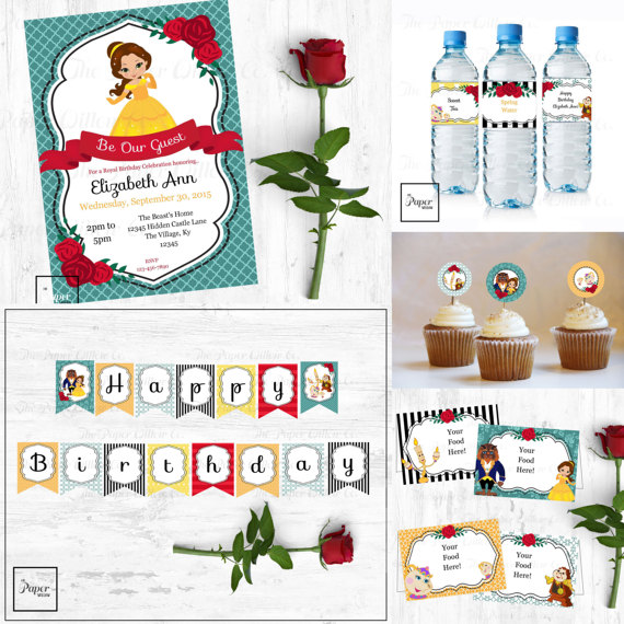 Beauty and the Beast Party Printables | CatchMyParty.com
