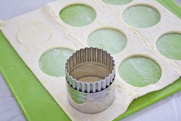 Cutting the Puff Pastry using the Cookie Cutter | CatchMyParty.com