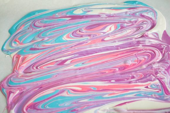 Swirl the colors together using a spoon or knife| CatchMyParty.com