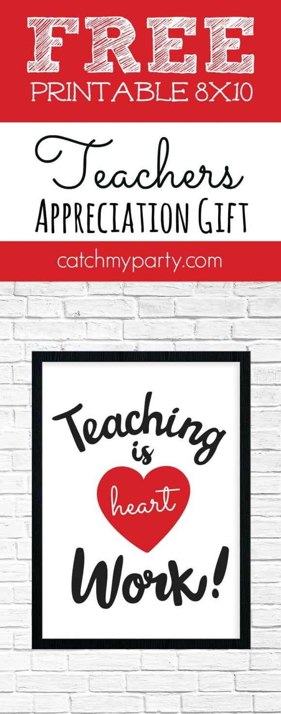 Free Printable Teacher Appreciation 8X10 Sign | CatchMyParty.com