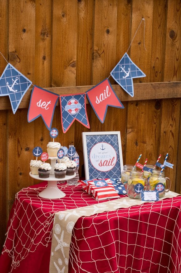 Free nautical birthday and baby shower party printables | CatchMyParty.com