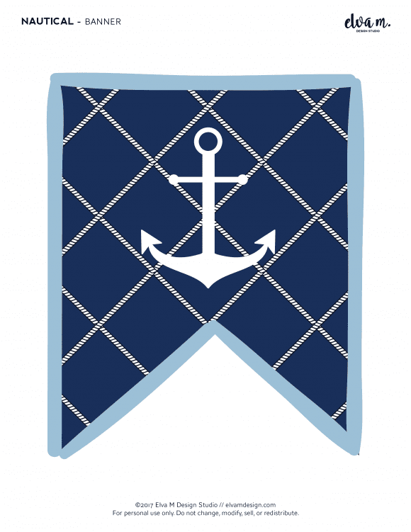 Free nautical birthday and baby shower printable banner - Nautical Banner